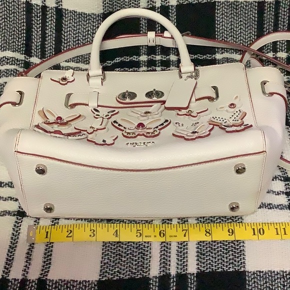 Coach Blake butterfly applique satchel in Chalk - Picture 11 of 13